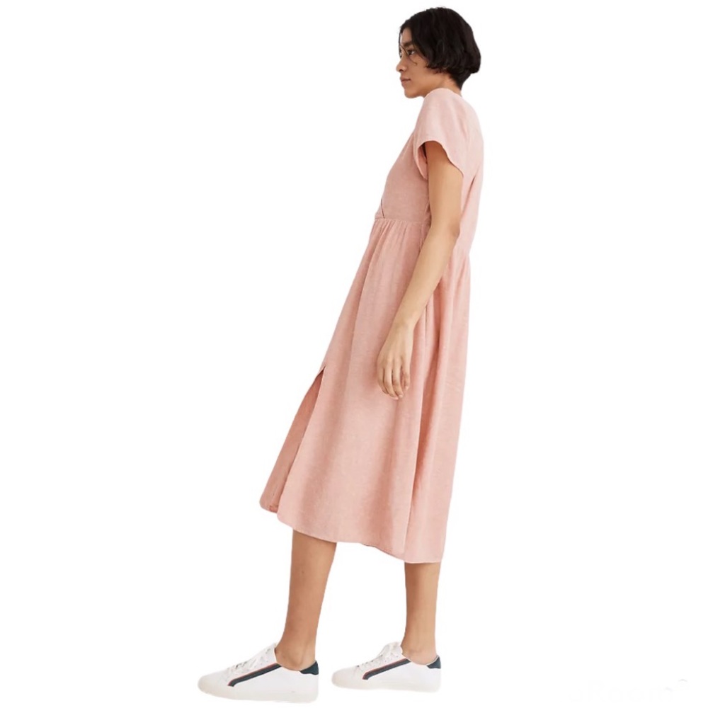 NWT Madewell Linen-Blend Clara Midi Dress size M - Picture 3 of 13